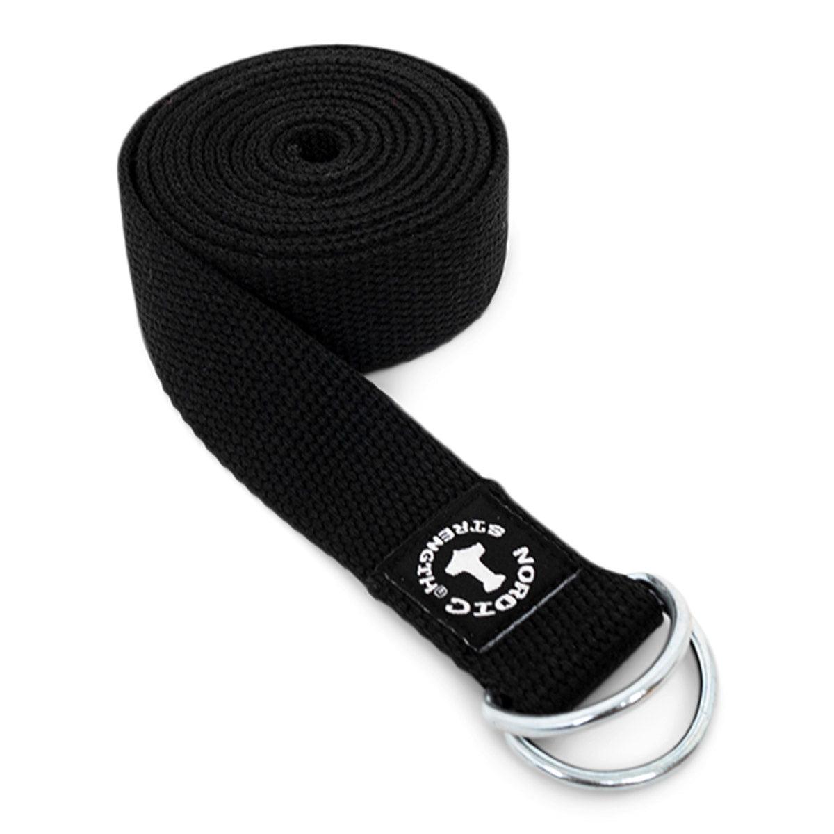 Sort yogabælte med spænde i metal