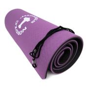 Sort og lilla TPE-yogamåtte på 10 mm med bærestrop